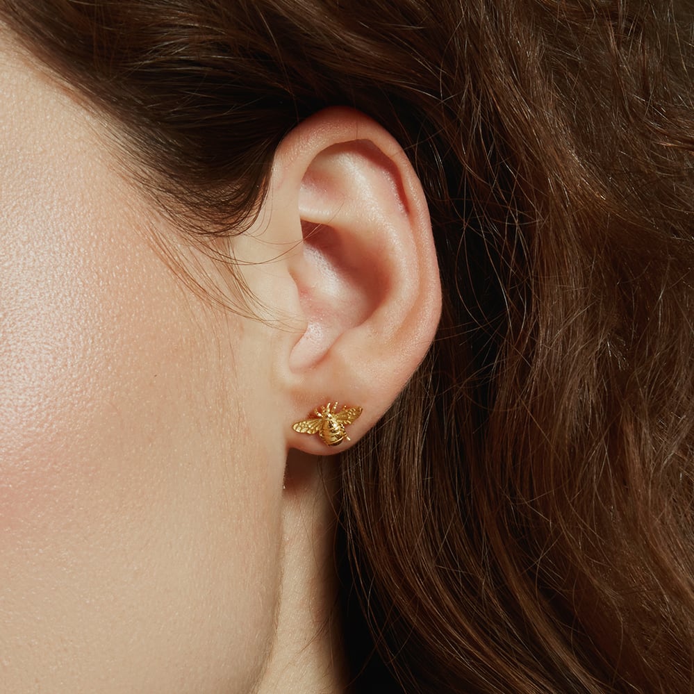 Bee Stud Earrings 18ct Gold Vermeil