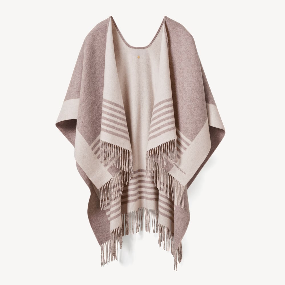 Stripe Wool & Cashmere Cape Latte & Chalk Cashmere