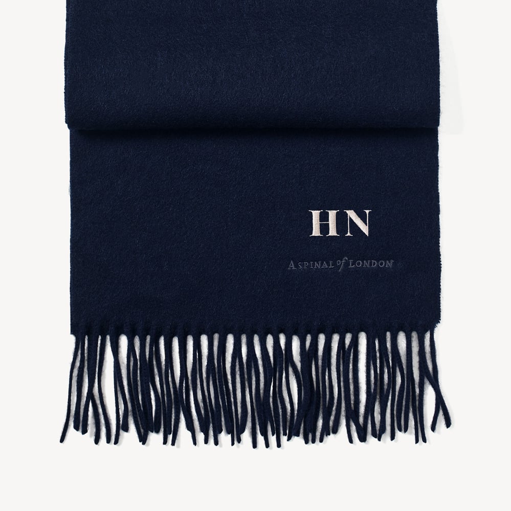 Heavyweight Bi-Colour Cashmere Scarf Navy & Grey