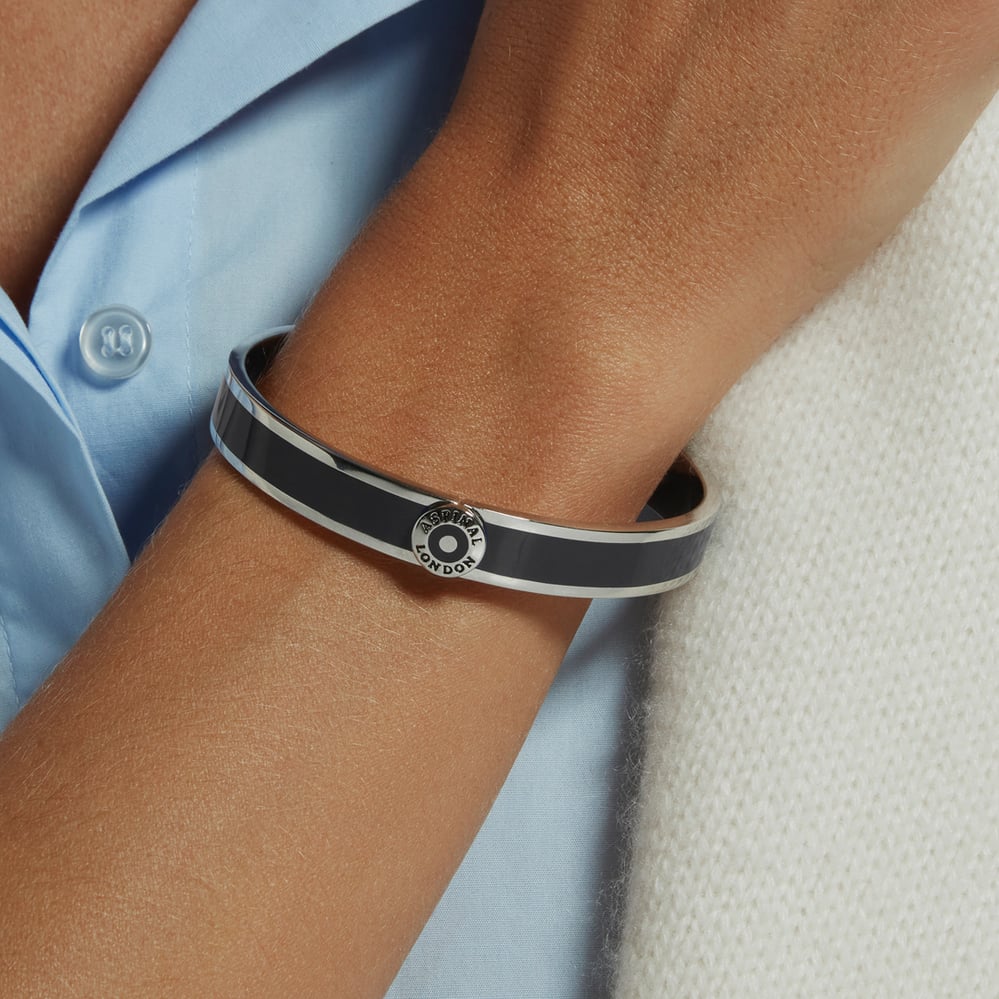 Enamel Bangle Black Enamel & Palladium Silver Plated