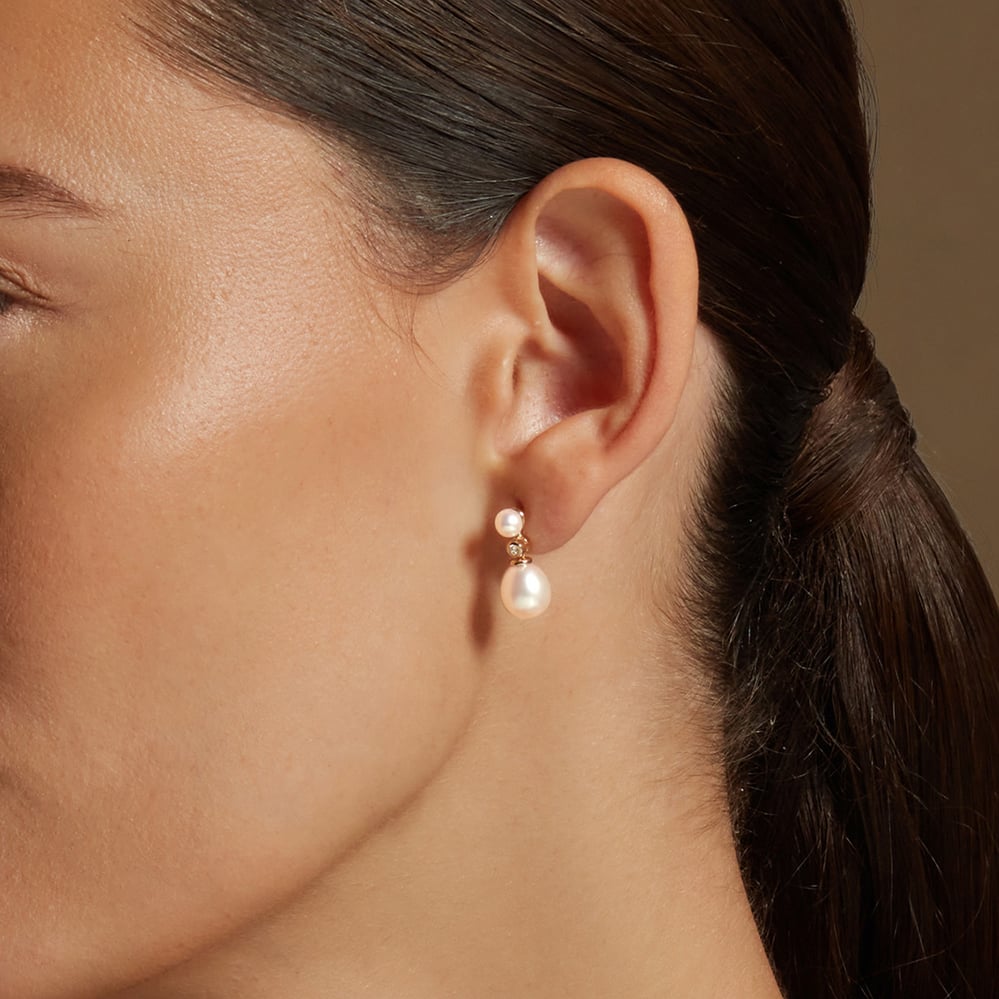 Drop Earrings 0.04ct Diamond