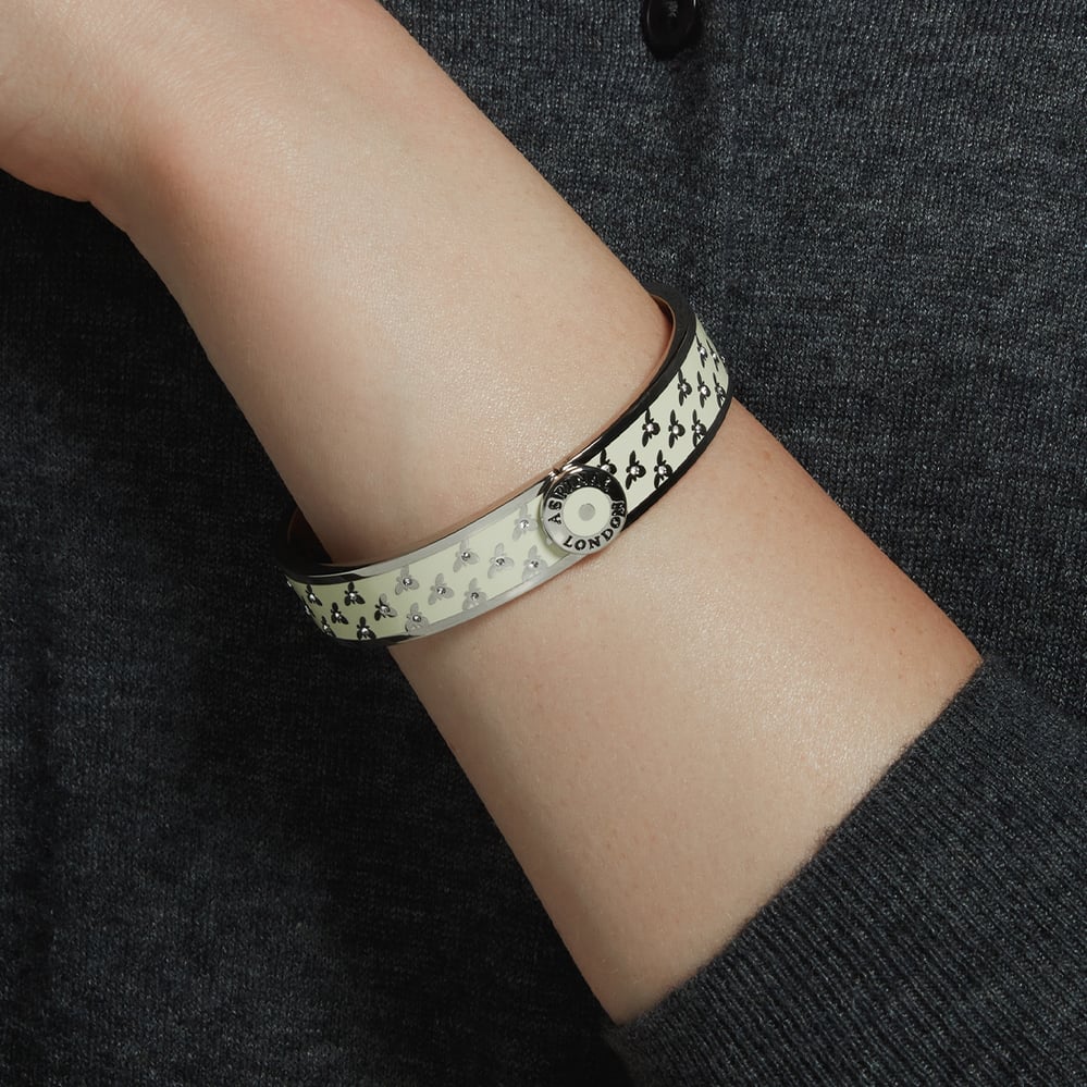Bee Bangle Ivory Enamel & Palladium Silver Plated