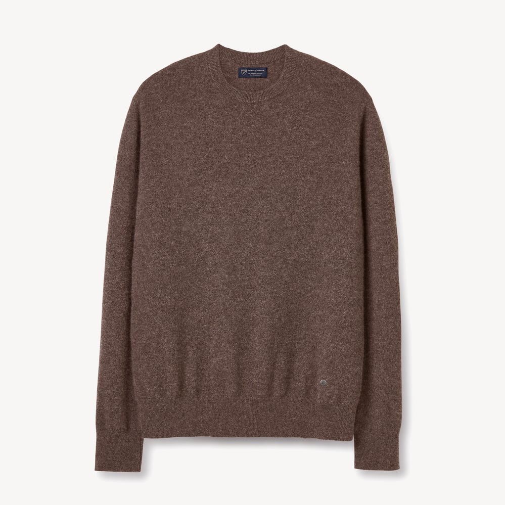 Men’s Crew Neck Cashmere Jumper Mocha Melange