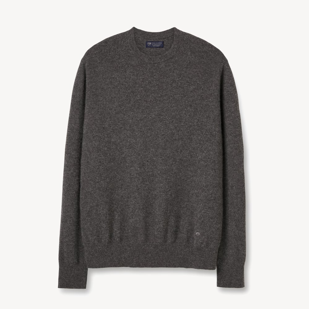 Men’s Crew Neck Cashmere Jumper Dark Grey Melange