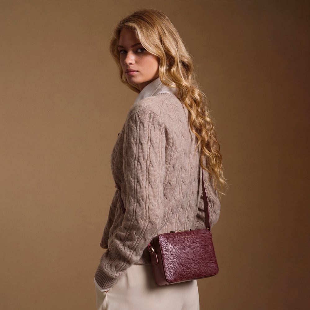 Camera Crossbody with Changeable Straps Garnet Pebble