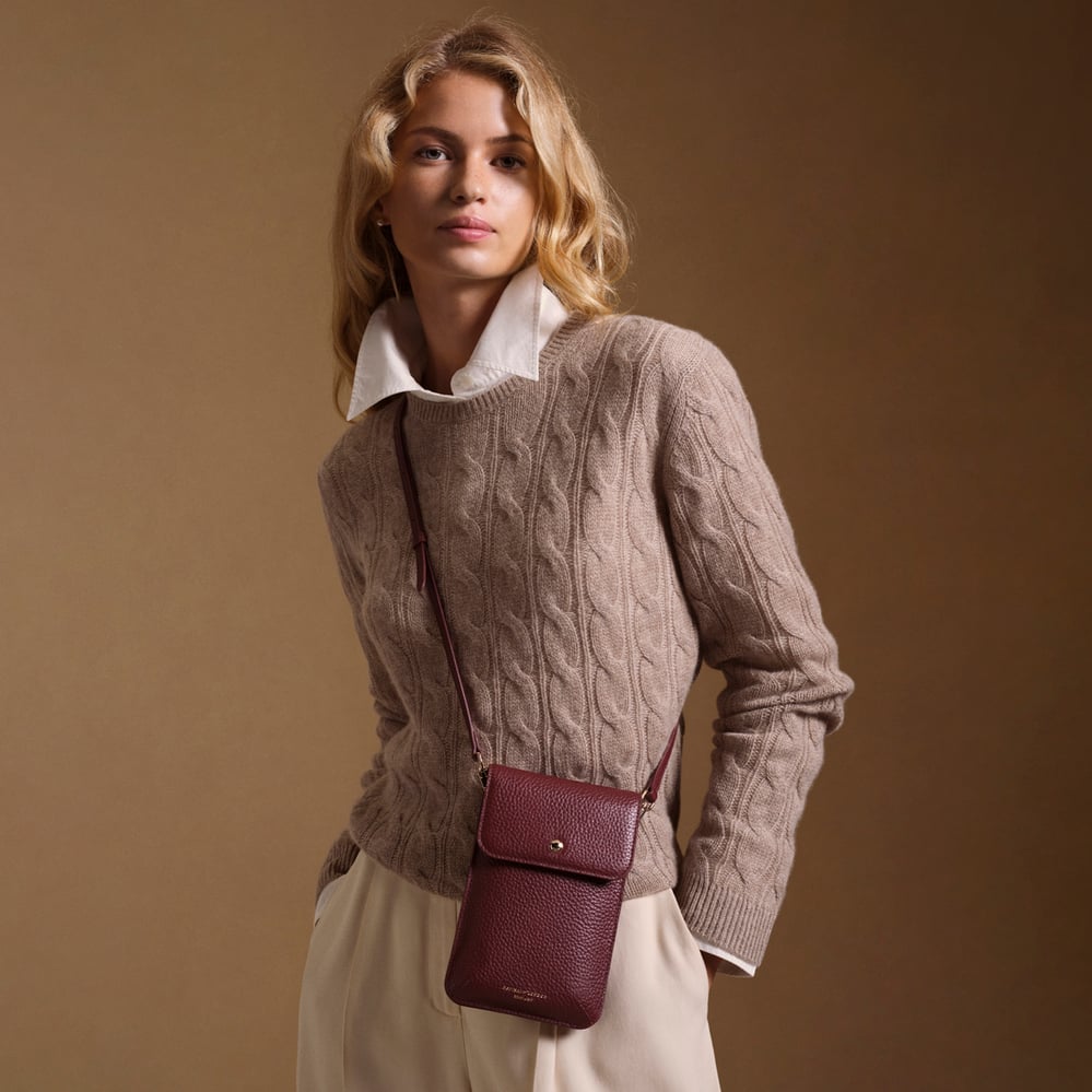 Duo Phone Crossbody Pouch Garnet Pebble