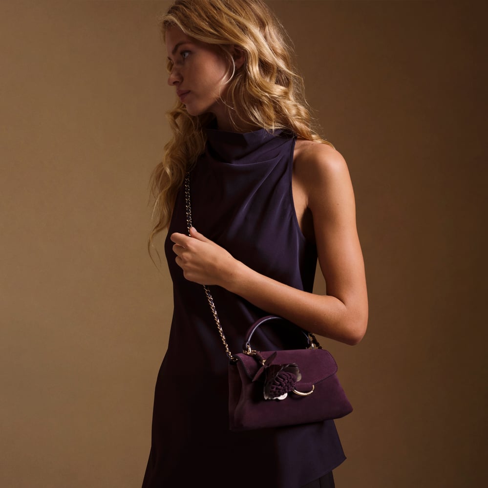 Annabel Small with Peony Charm Rich Claret Suede