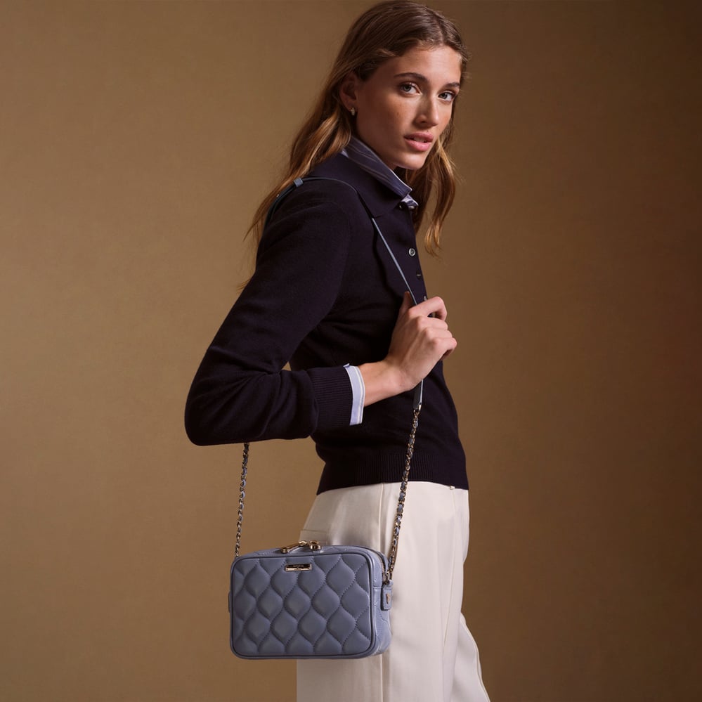 Alice Dusky Blue Quilted Nappa