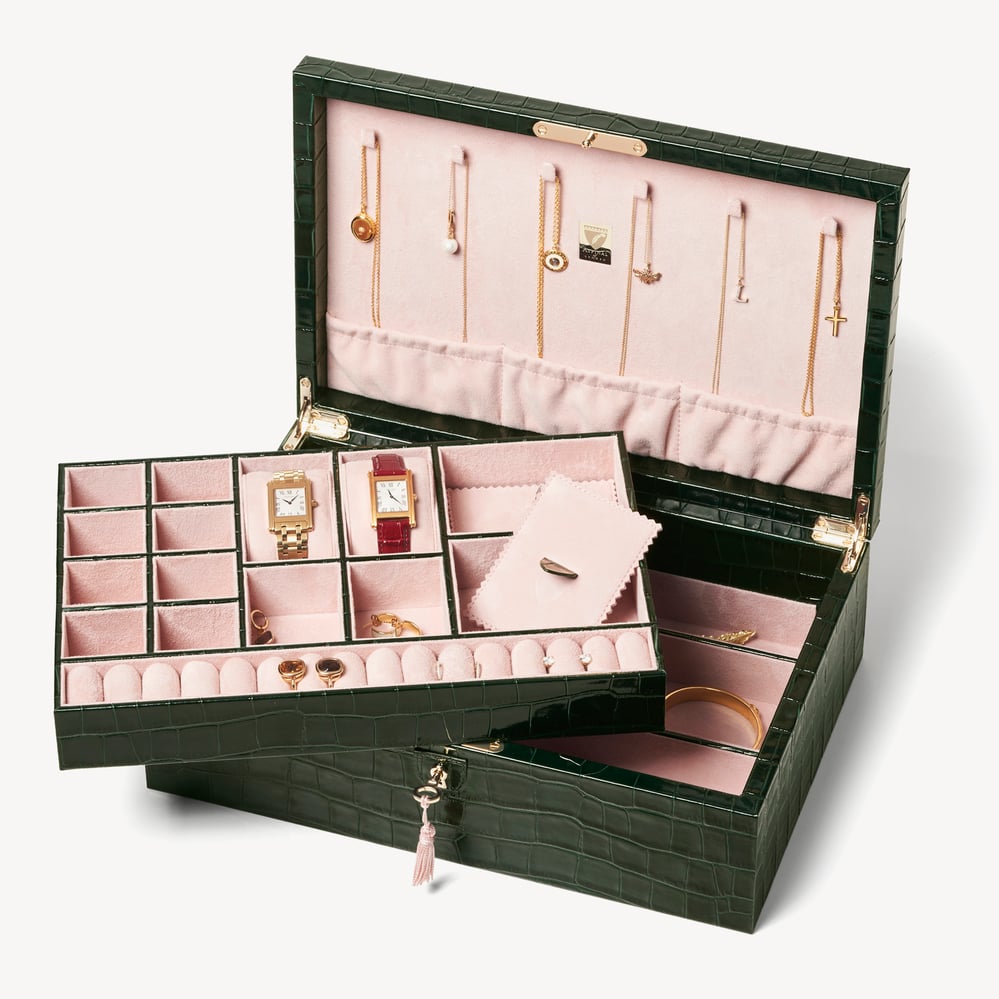 Prestige Jewellery Box Deep Shine Evergreen Croc