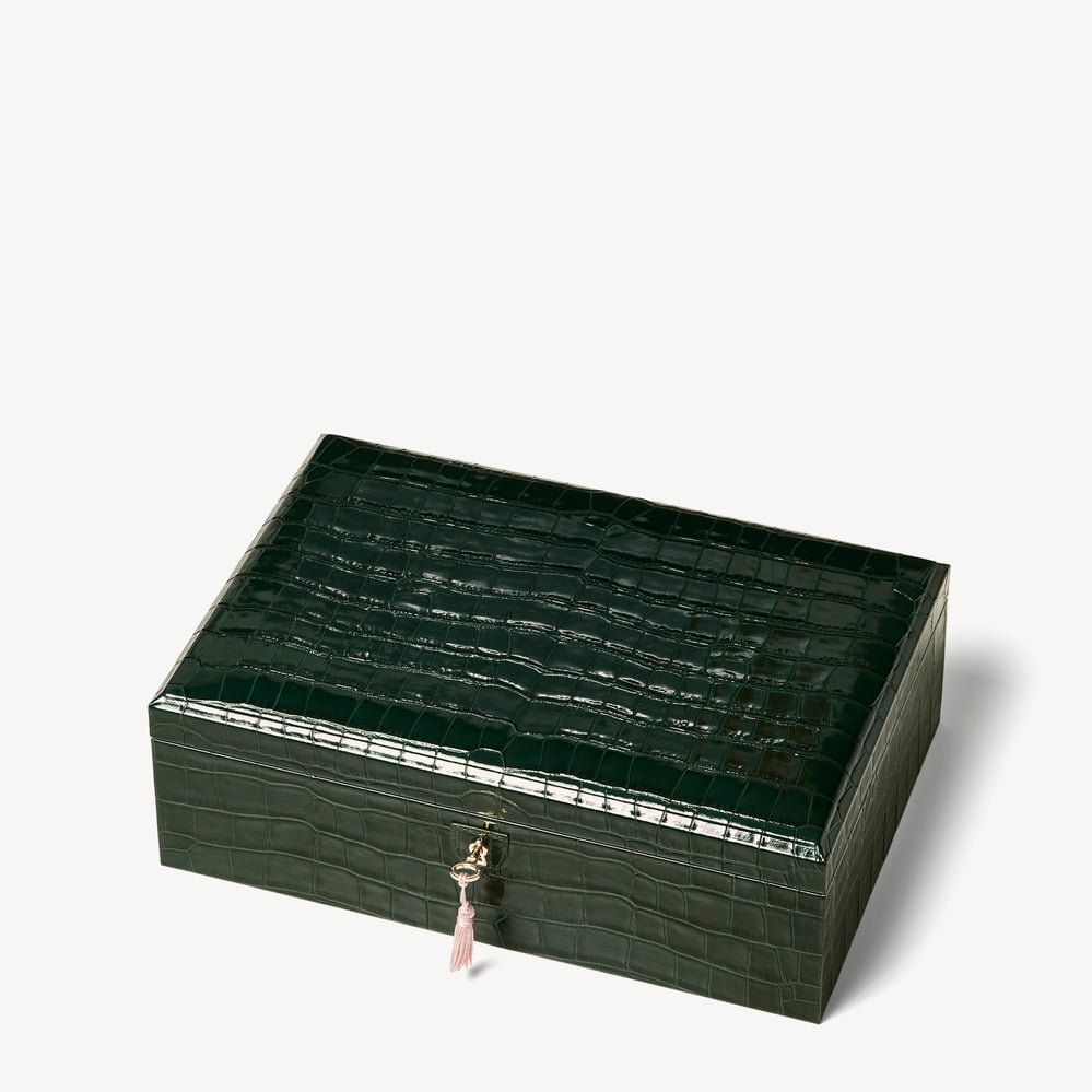 Prestige Jewellery Box Deep Shine Evergreen Croc