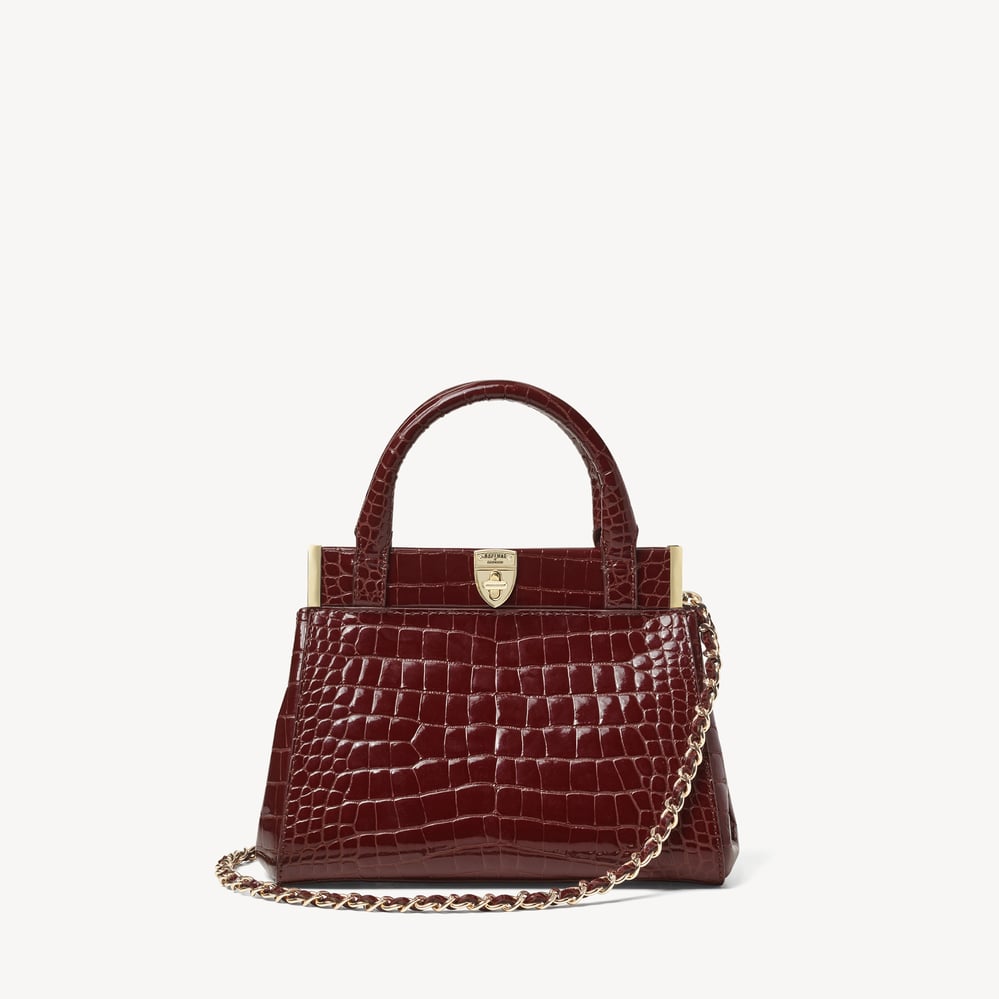 Grace Mini Merlot Patent Croc