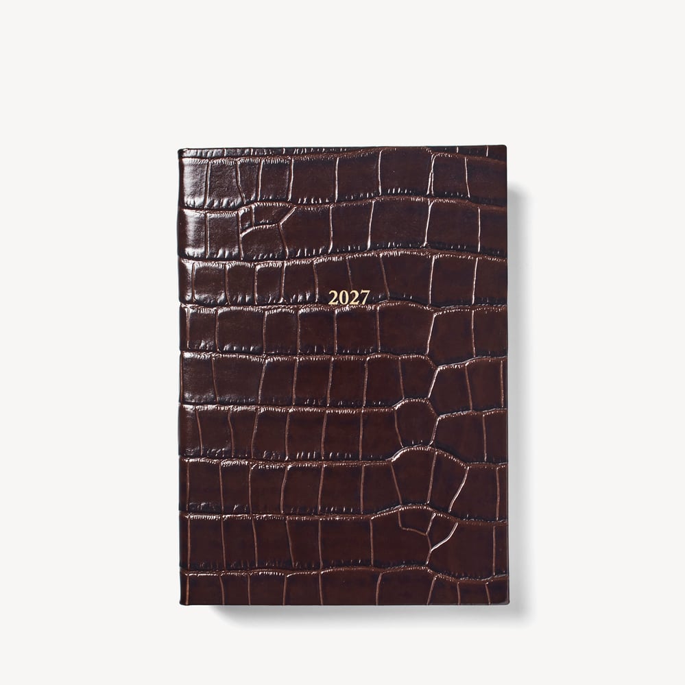 2027 A5 Week to View Diary Deep Shine Amazon Brown Croc