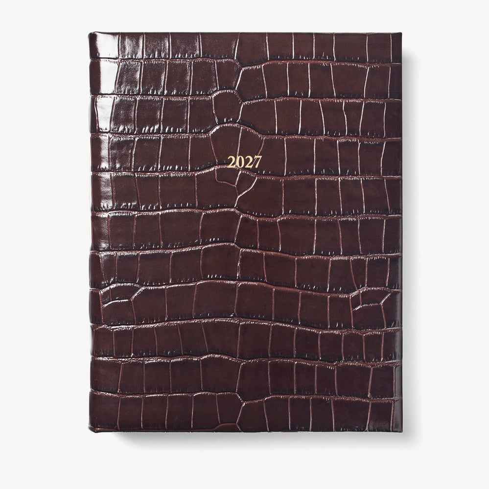 2027 A4 Day to Page Diary Deep Shine Amazon Brown Croc
