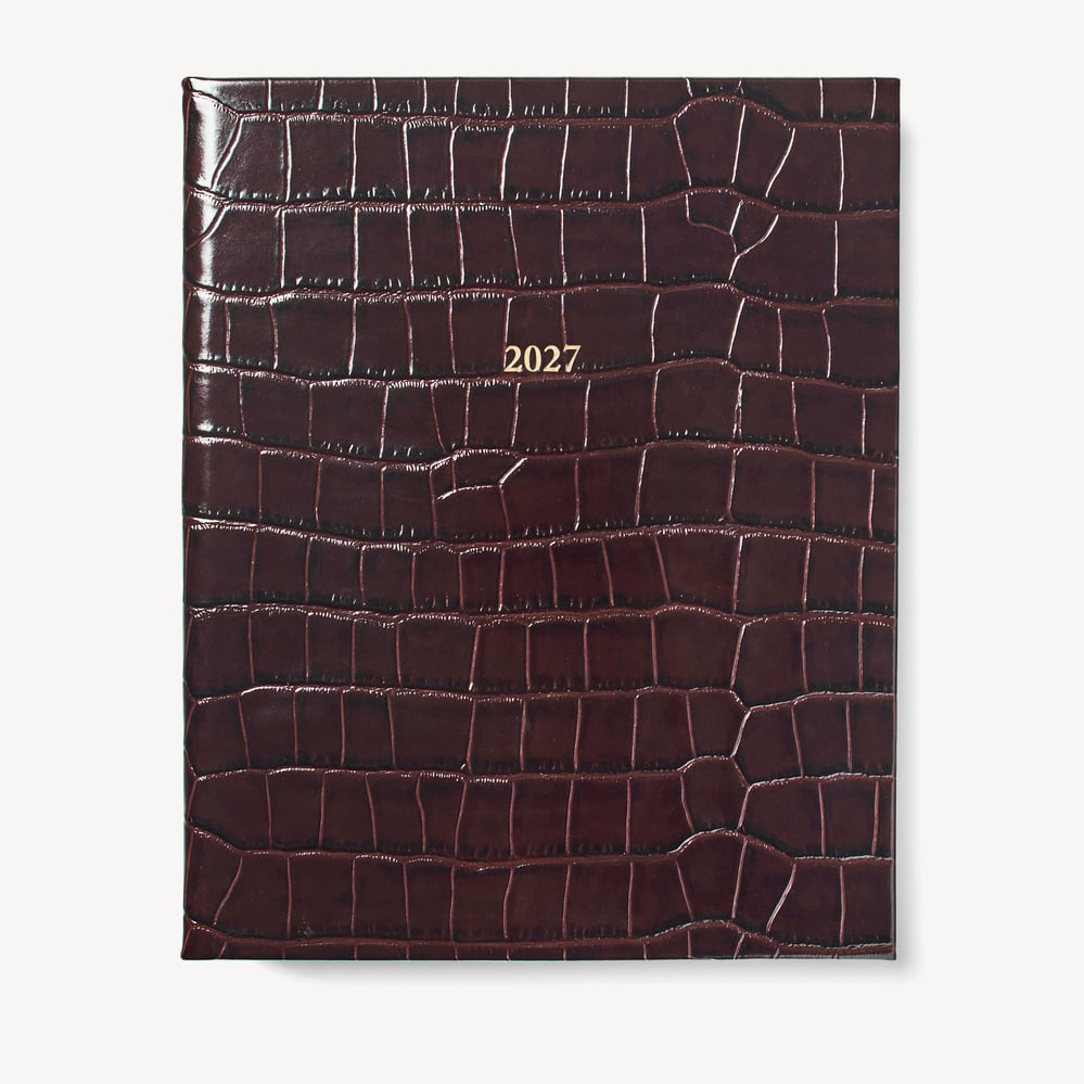 2027 A4 Week to View Diary Deep Shine Amazon Brown Croc