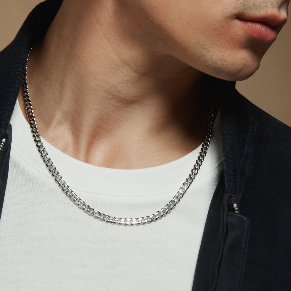 Men's Curb Chain Necklace Sterling Silver