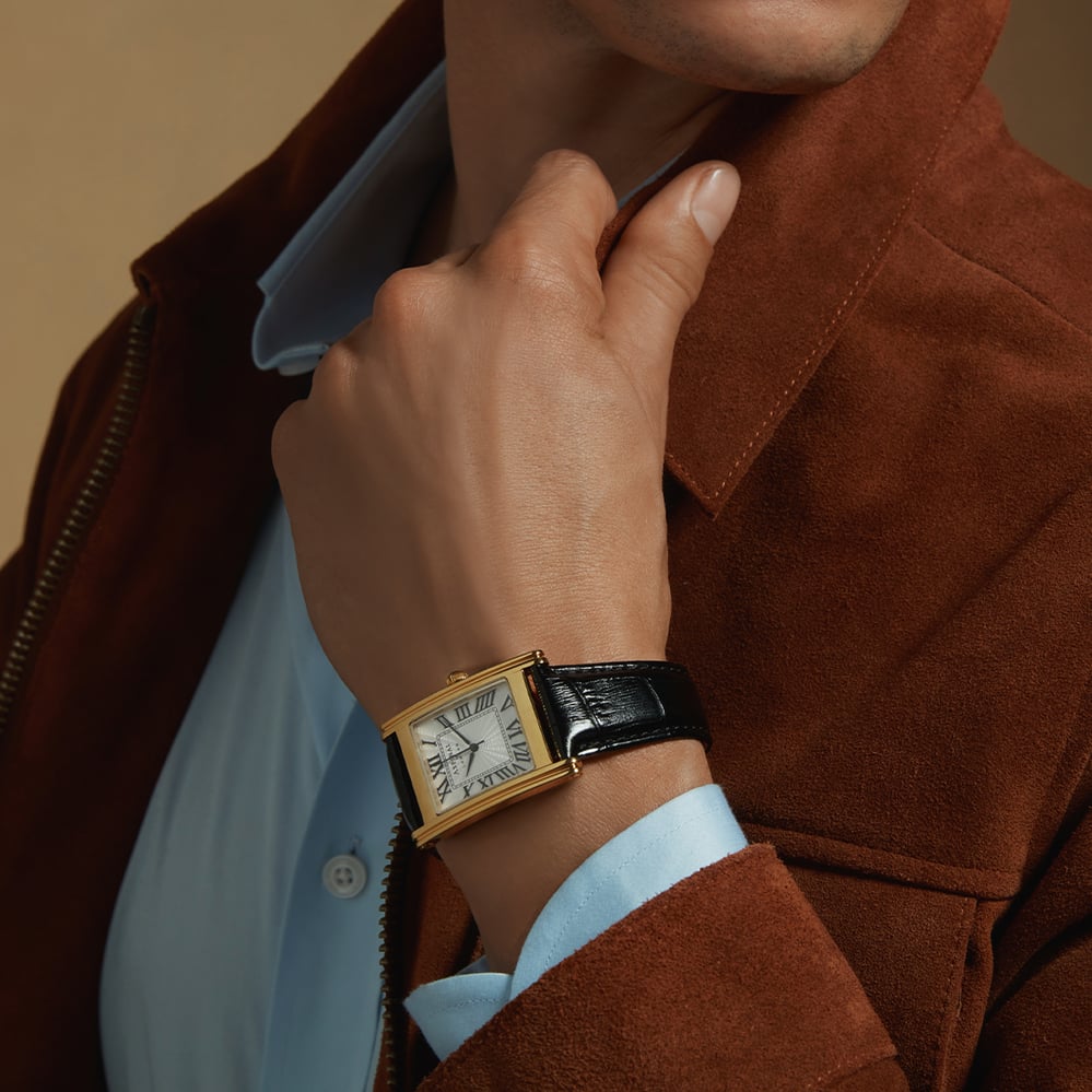 Mayfair® Classic Watch 23ct Gold Plated - Deep Shine Black Croc