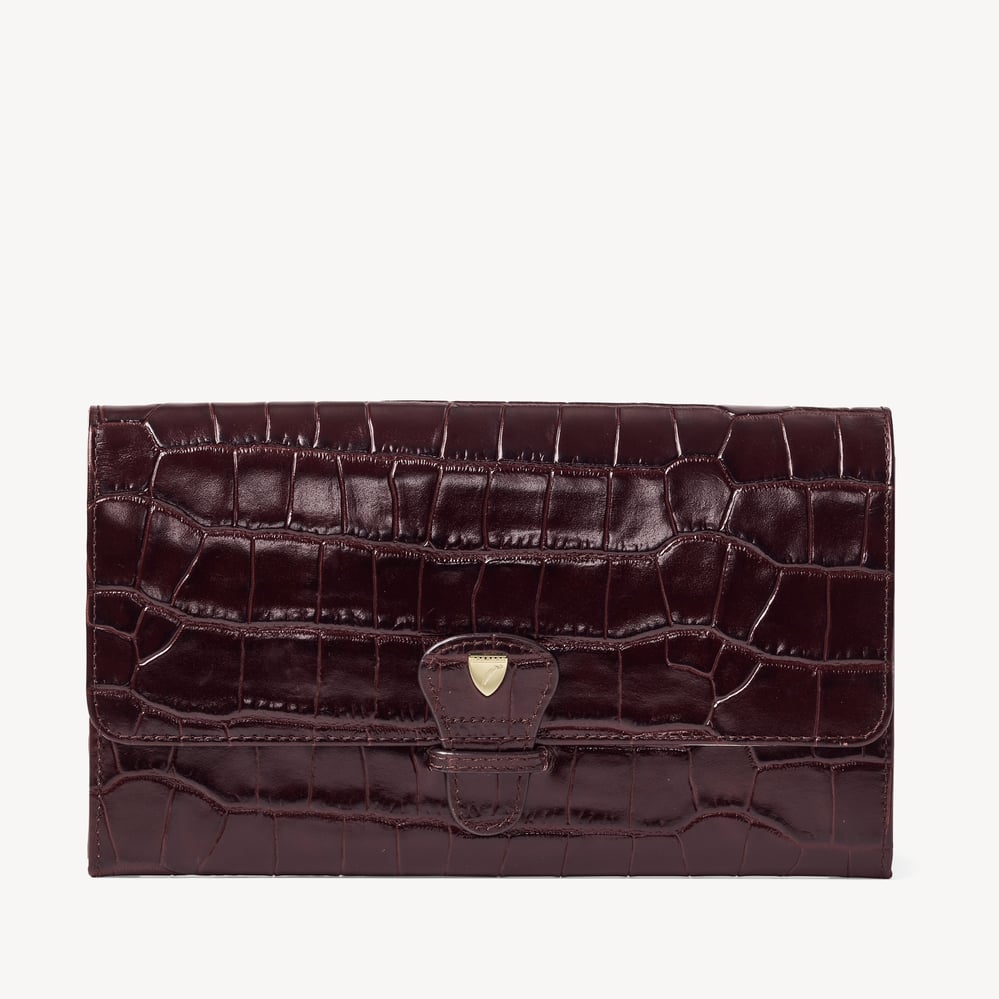 Travel Wallet Deep Shine Amazon Brown Croc