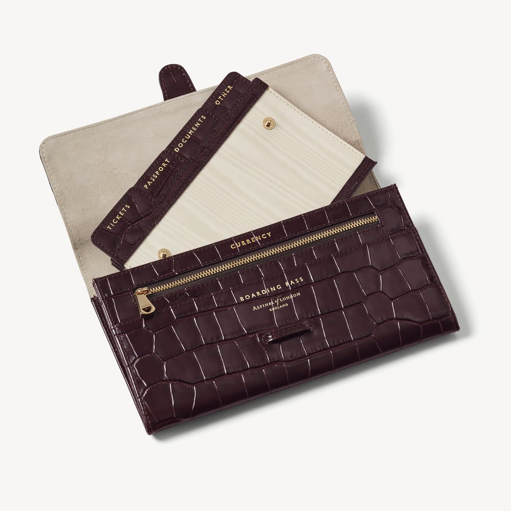 Travel Wallet Deep Shine Amazon Brown Croc