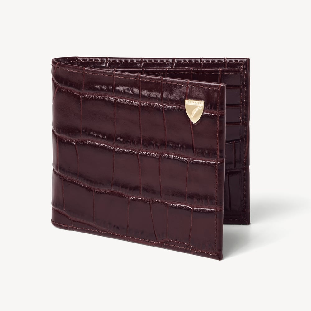 8 Card Billfold Wallet Deep Shine Amazon Brown Croc
