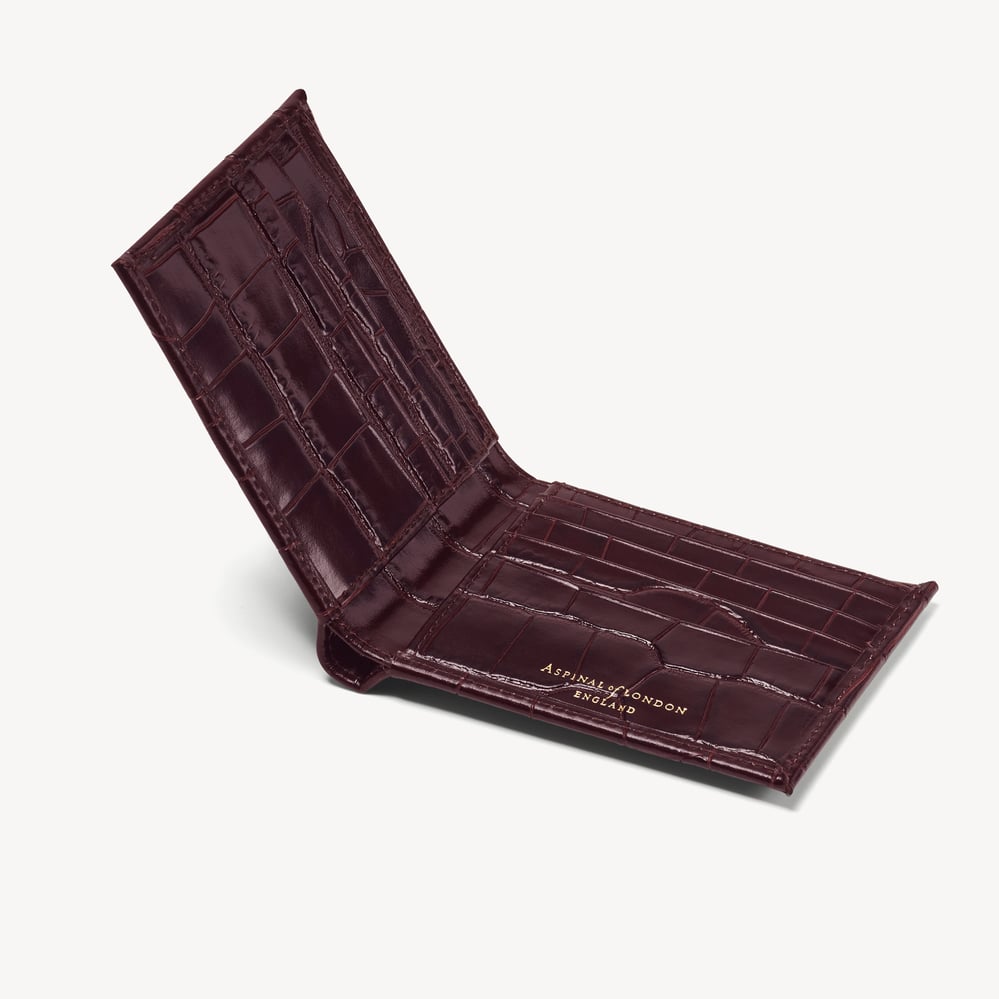 8 Card Billfold Wallet Deep Shine Amazon Brown Croc