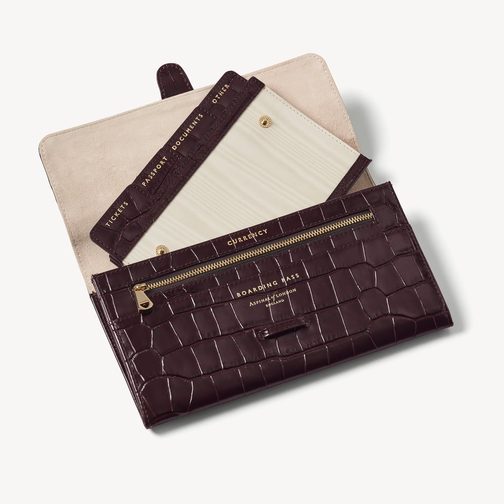 Travel Wallet Deep Shine Amazon Brown Croc