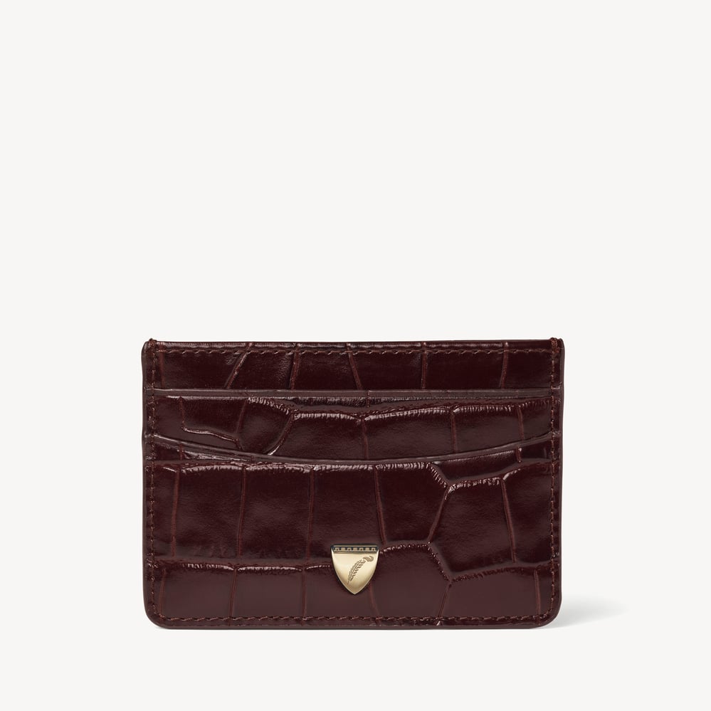 Slim Credit Card Holder Deep Shine Amazon Brown Croc