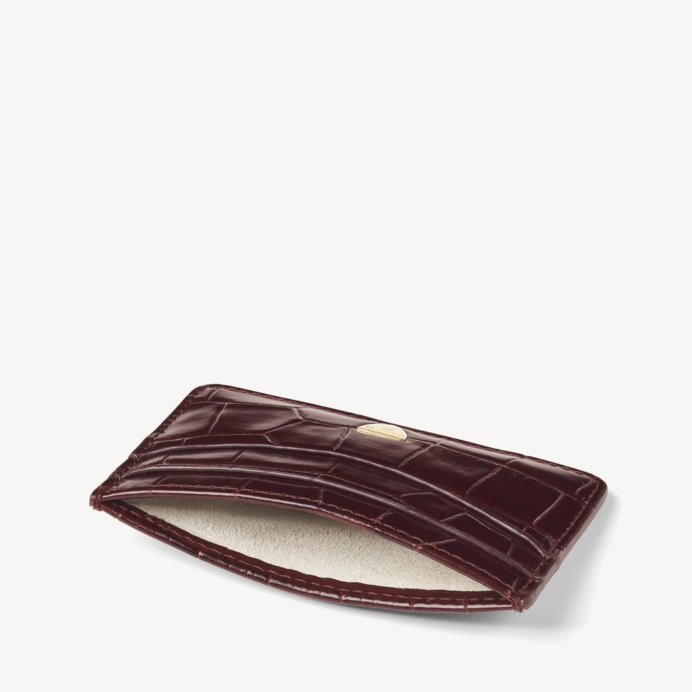 Slim Credit Card Holder Deep Shine Amazon Brown Croc