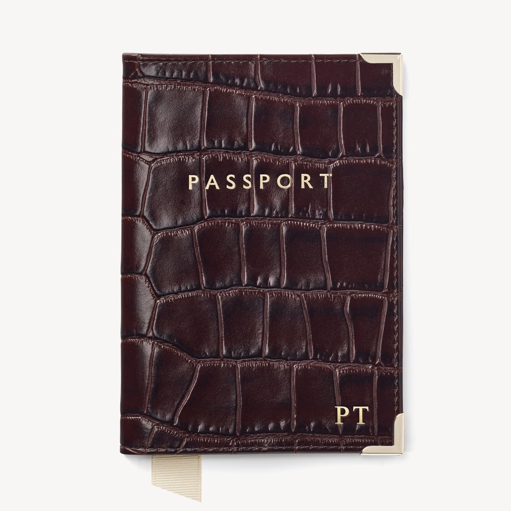 Passport Cover Deep Shine Amazon Brown Croc