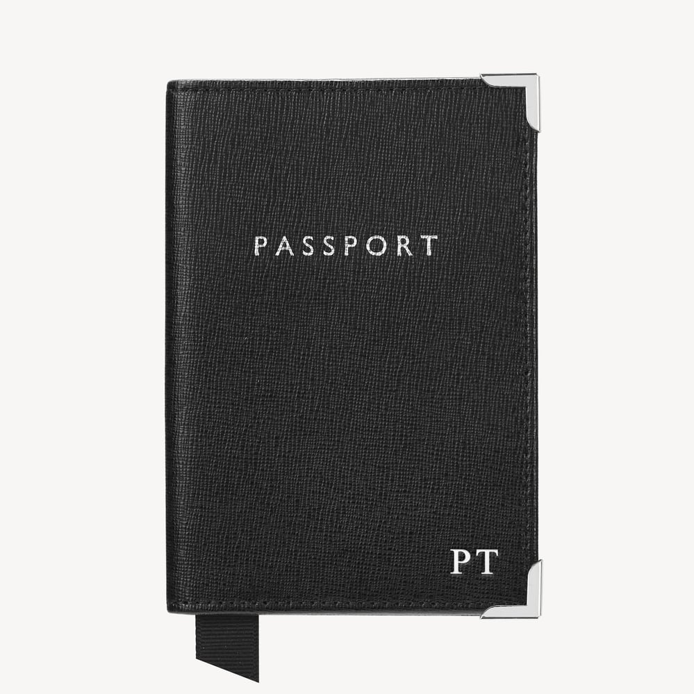 Passport Cover Black Saffiano & Black Suede