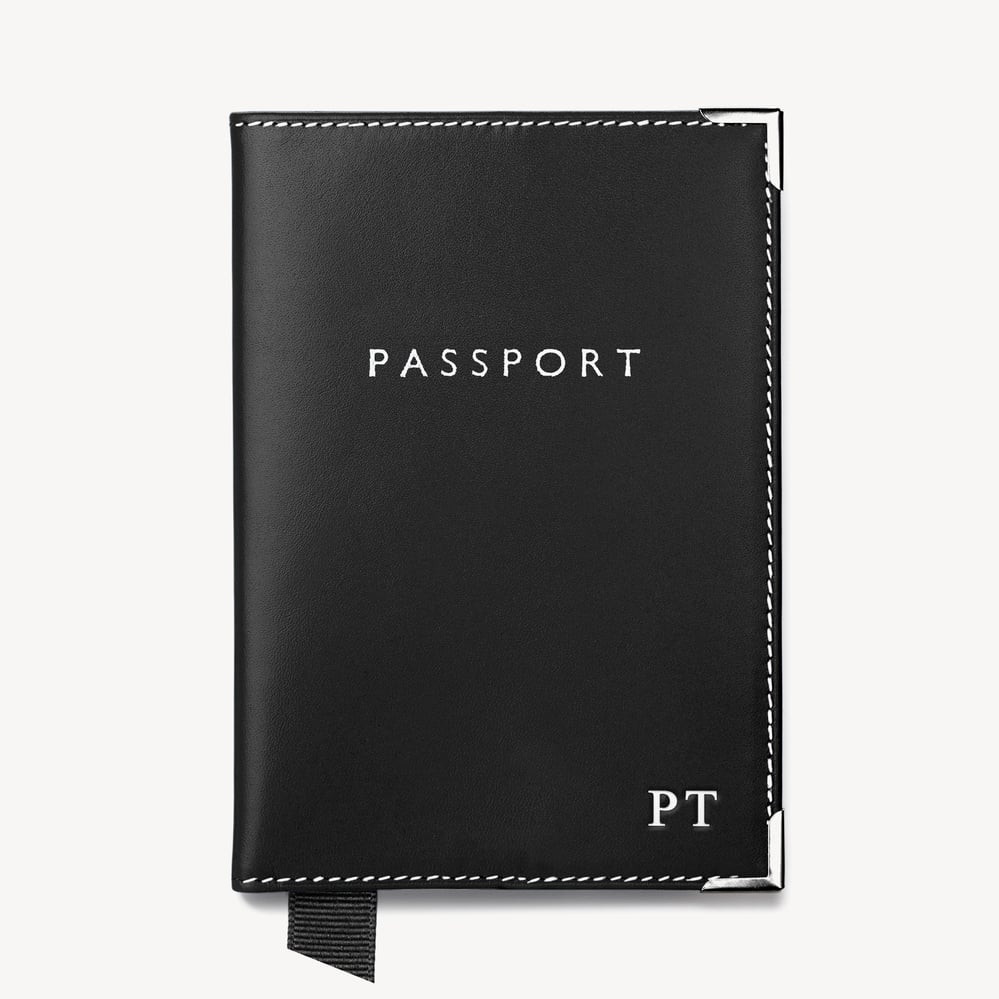 Passport Cover Smooth Black & Cobalt Blue Suede
