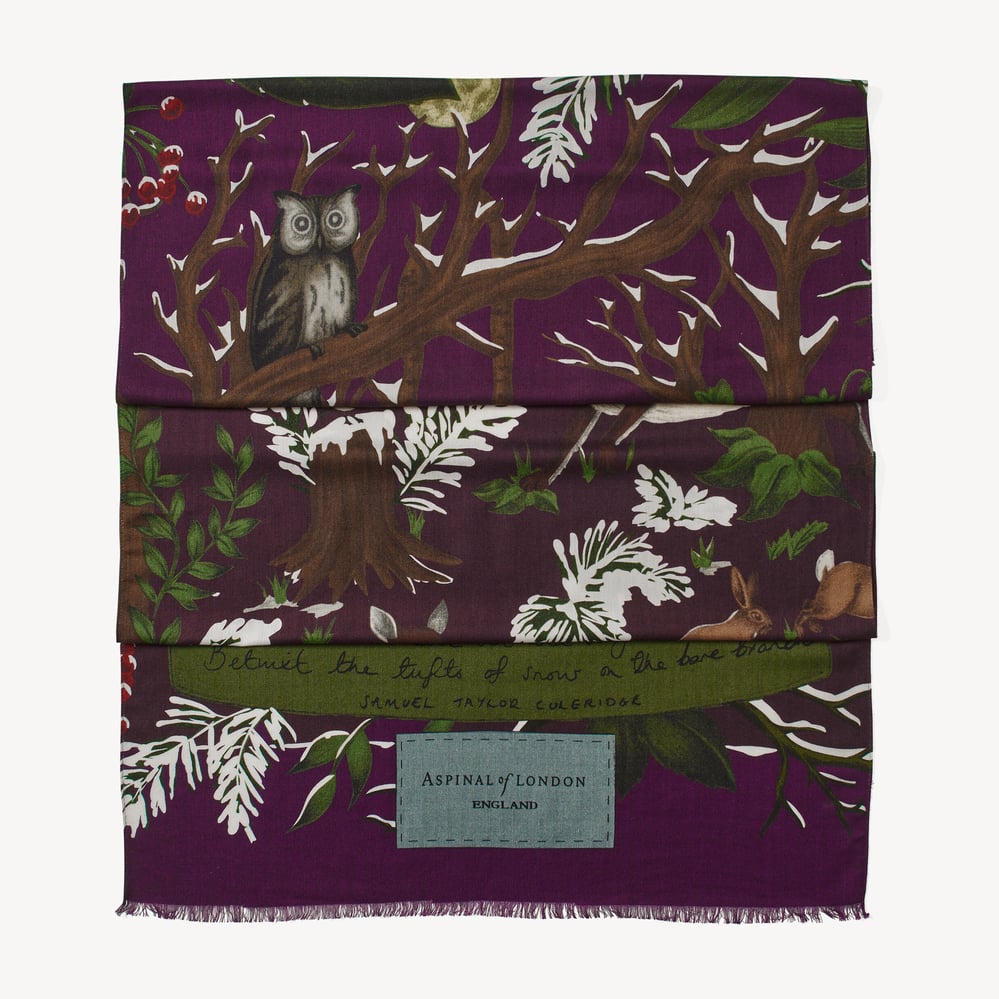 Merino & Silk Stole Burgundy Woodland