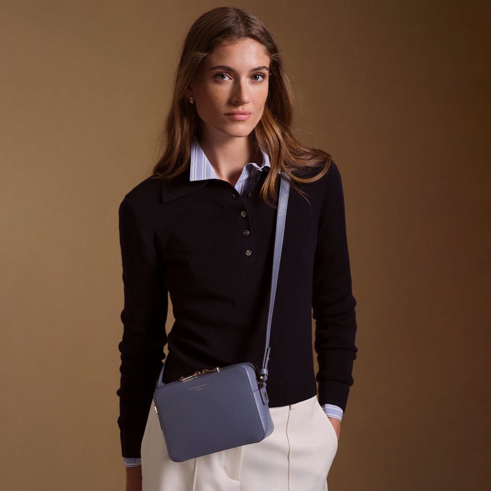 Camera Crossbody with Changeable Straps Dusky Blue Pebble