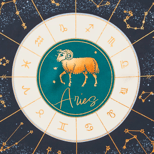 Aries Zodiac Silk Scarf in Navy from Aspinal of London