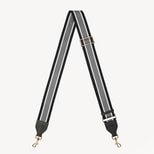 Webbing Bag Strap in Black, White & Grey Stripes from Aspinal of London