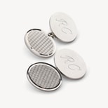 Classic Engine Turned Sterling Silver Cufflinks from Aspinal of London