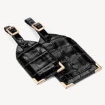 Set of 2 Luggage Tags in Deep Shine Black Croc from Aspinal of London