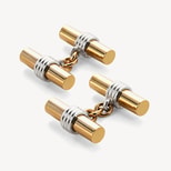 Double Barrel Cufflinks in 18ct Gold Vermeil with Sterling Silver Centre from Aspinal of London