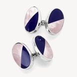 Sterling Silver Blue Lapis & Pink Mother of Pearl Oval Bicolour Cufflinks from Aspinal of London