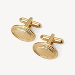 Gold Plated Engraved Edge Oval Cufflinks from Aspinal of London