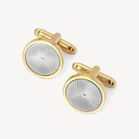 Gold Plated with Sterling Silver Plated Engraved Centre Round Cufflinks from Aspinal of London
