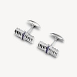 Sterling Silver & Sapphires Gemset Double Barrel Twist Cufflinks from Aspinal of London