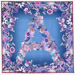 Ombre 'A' Floral Silk Scarf in Midnight Blue from Aspinal of London