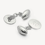 Sterling Silver Personalised Rugby Ball Cufflinks from Aspinal of London