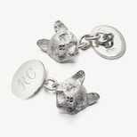 Sterling Silver Personalised Fox Head Cufflinks from Aspinal of London