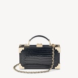 Trinket Box in Black Patent Croc from Aspinal of London