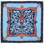 Aspinal Signature Shield Silk Scarf in Navy & Burnt Sienna from Aspinal of London