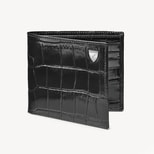 8 Card Billfold Wallet in Deep Shine Black Croc from Aspinal of London