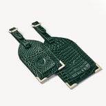 Set of 2 Luggage Tags in Evergreen Patent Croc from Aspinal of London