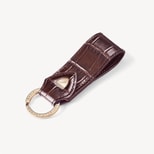 Small Leather Loop Keyring in Deep Shine Amazon Brown Croc from Aspinal of London