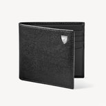8 Card Billfold Wallet in Black Saffiano & Smooth Black from Aspinal of London